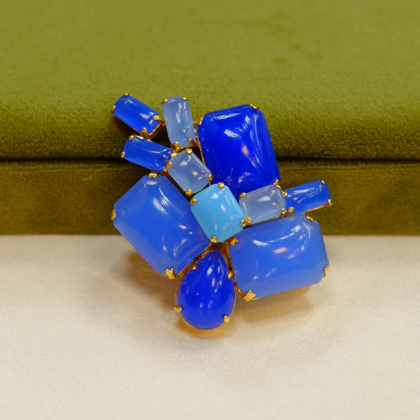 Vintage Christian Dior Germany Blue Brooch 1960s
