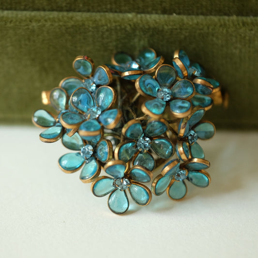 Early Gripoix Blue Flower Brooch 1950s