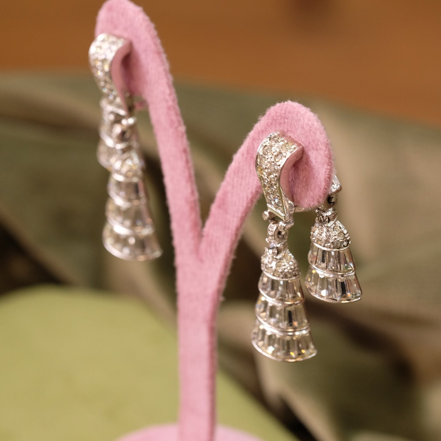 Pennino Double tassel clip on earrings 1950s