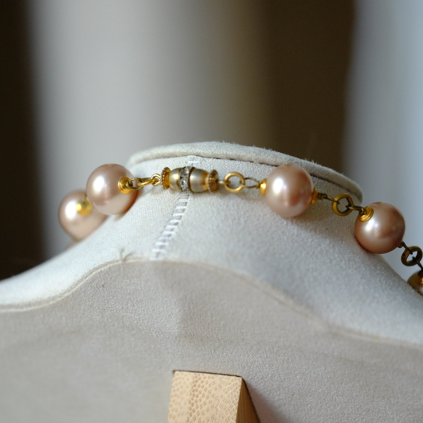 Vintage French Glass Pearl Necklace 1960s