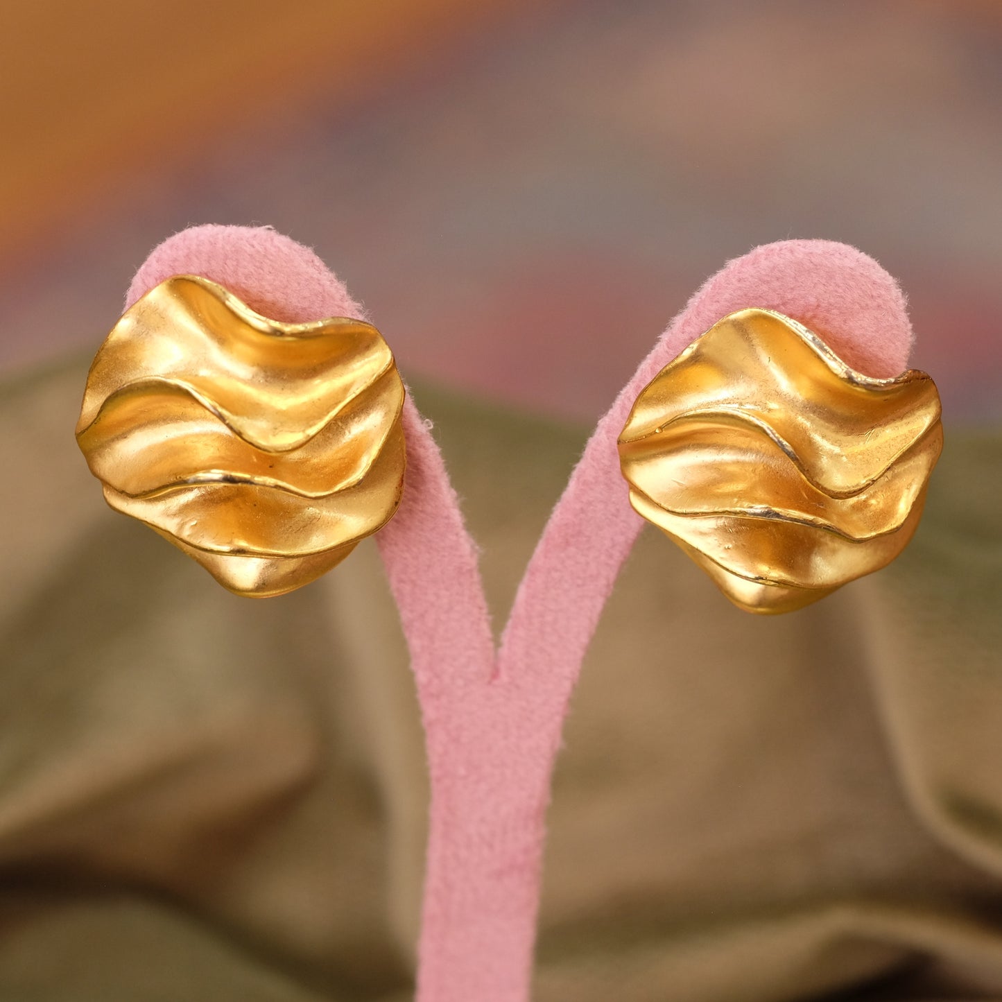 Large Gold Clip on Earrings Matte