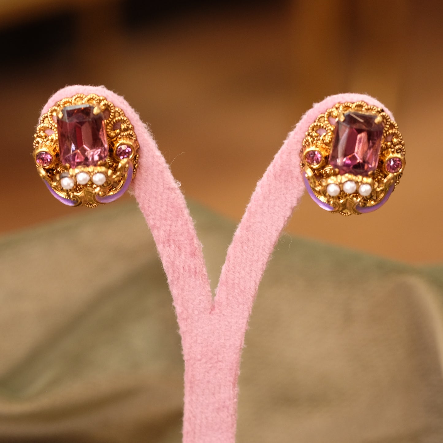 Western Germany Purple Clip on Earrings 1950s