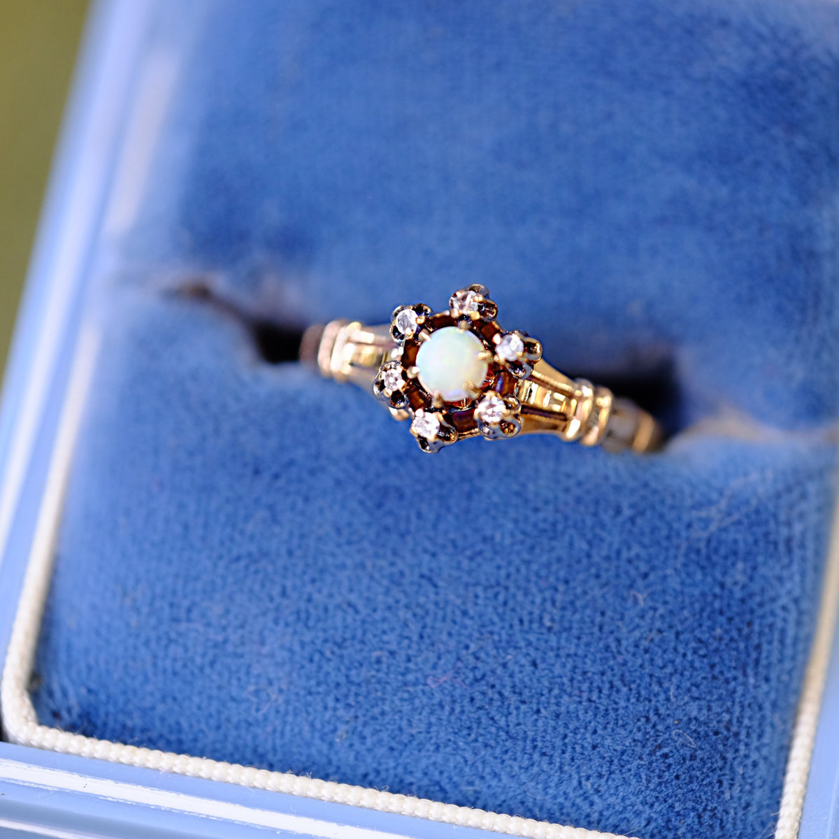 Victorian 10K Opal Diamond Ring