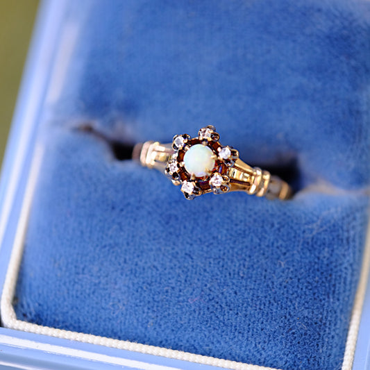 Victorian 10K Opal Diamond Ring
