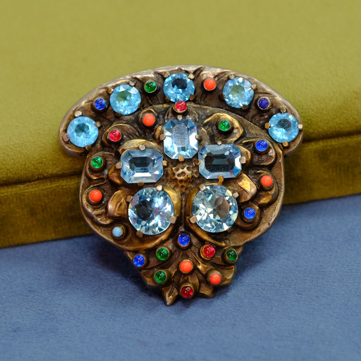 Eisenberg Blue Rhinestone Dress Clip 1940s