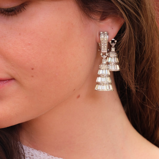 Pennino Double tassel clip on earrings 1950s