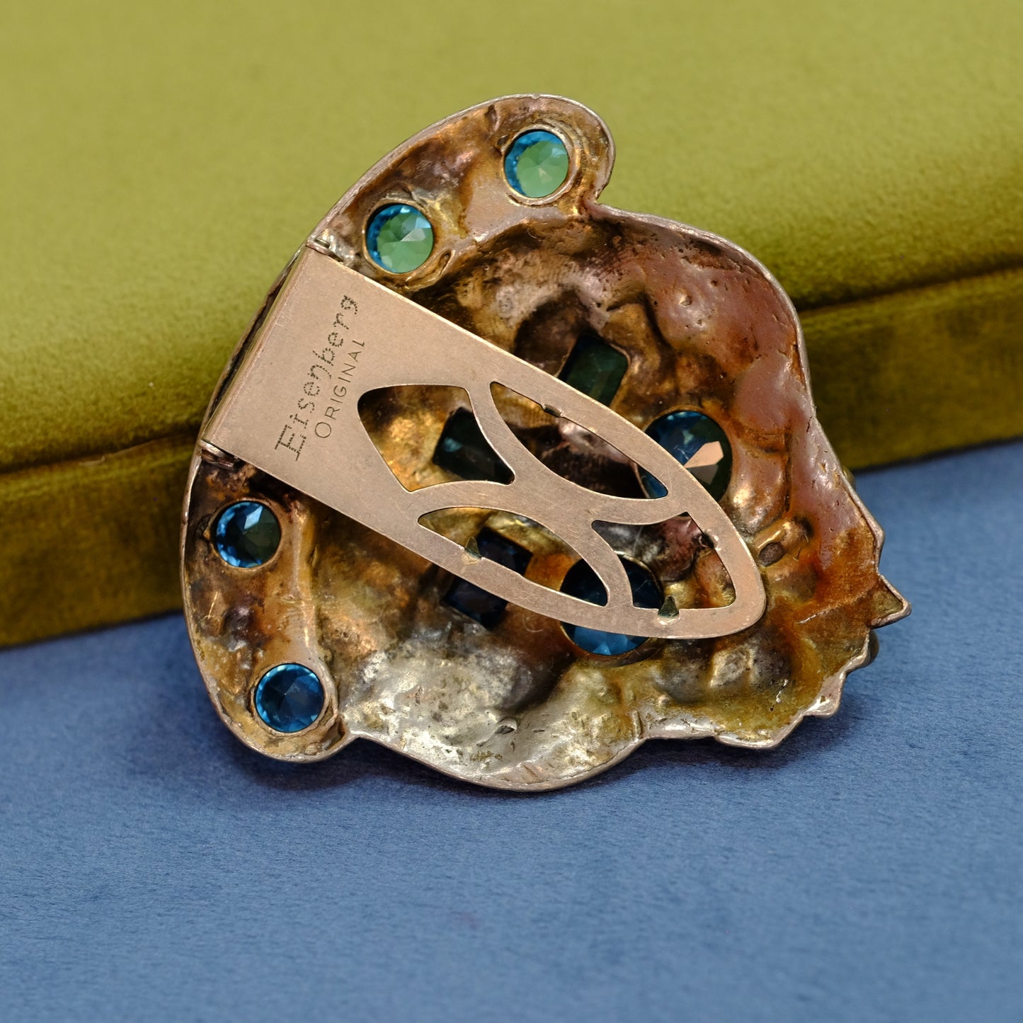 Eisenberg Blue Rhinestone Dress Clip 1940s