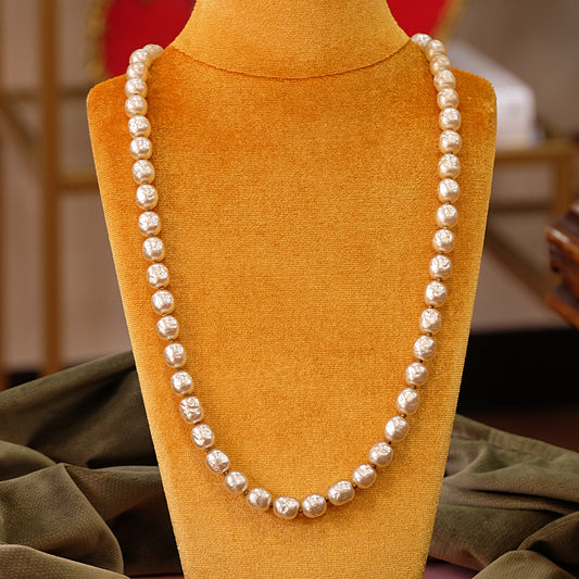 Miriam Haskell Faux Pearls single row long necklace 1950s