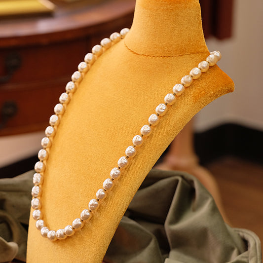 Miriam Haskell Faux Pearls single row long necklace 1950s