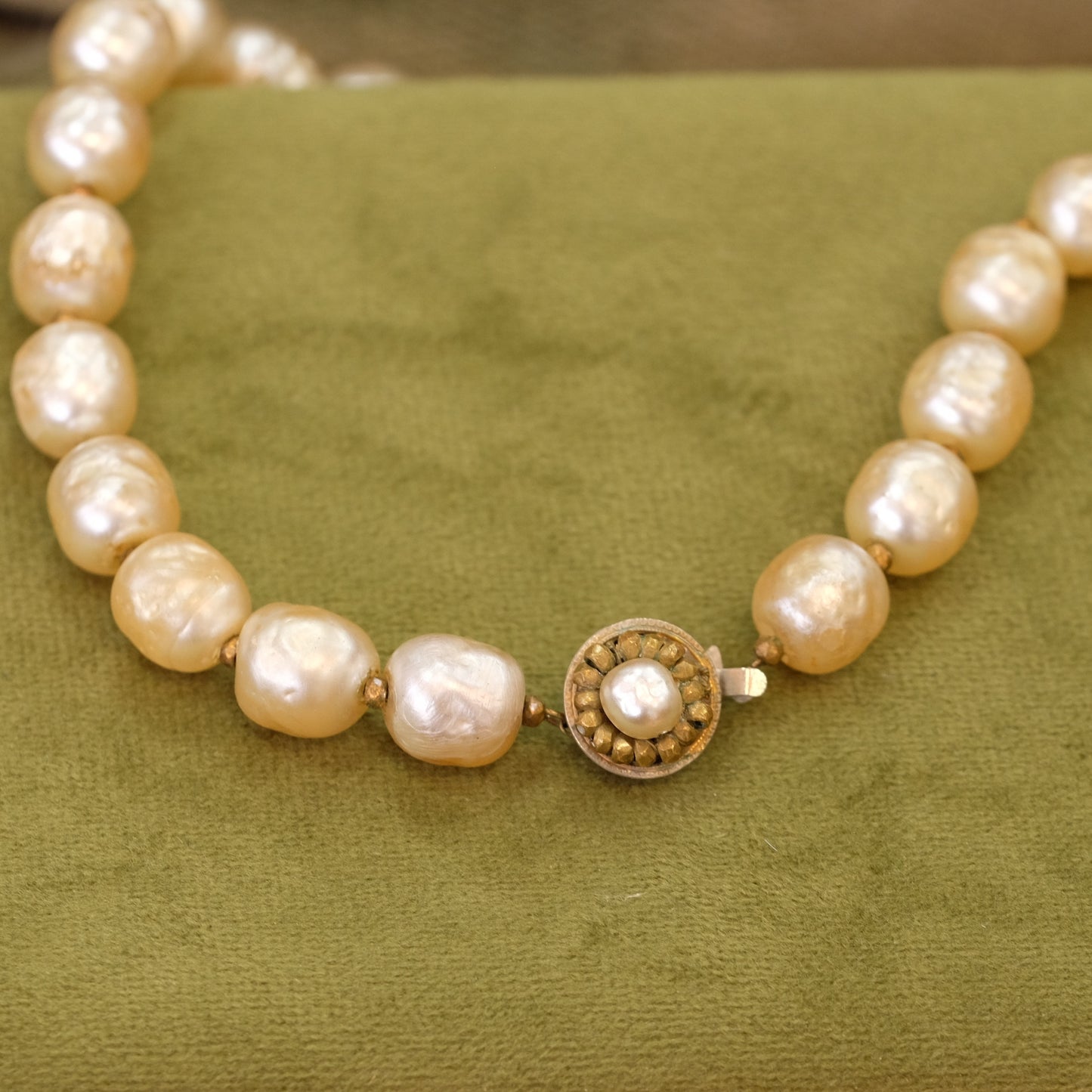 Miriam Haskell Faux Pearls single row long necklace 1950s