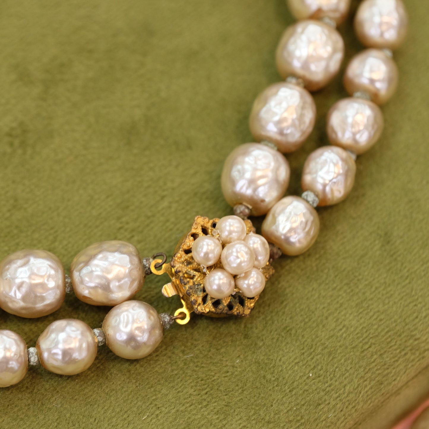 Miriam Haskell Faux Pearl Double row necklace 1950s