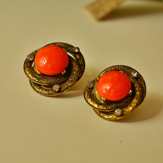 Early Chanel Earrings with Orange Glass 1930s