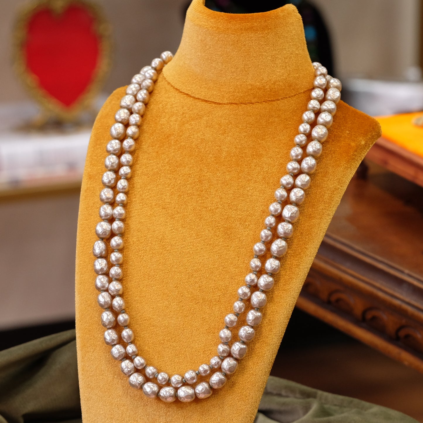Miriam Haskell Faux Pearl Double row necklace 1950s