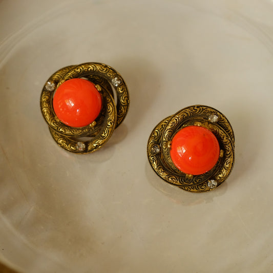 Early Chanel Earrings with Orange Glass 1930s