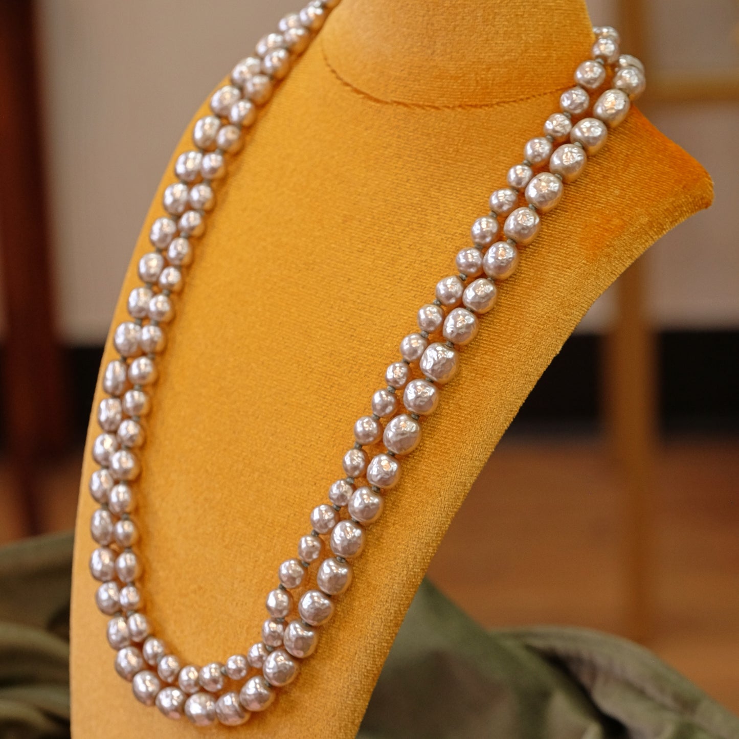 Miriam Haskell Faux Pearl Double row necklace 1950s