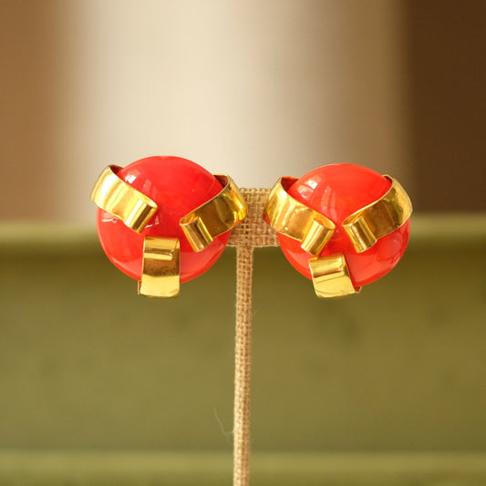 Vintage YSL Orange Rive Gauche Earrings 1980s