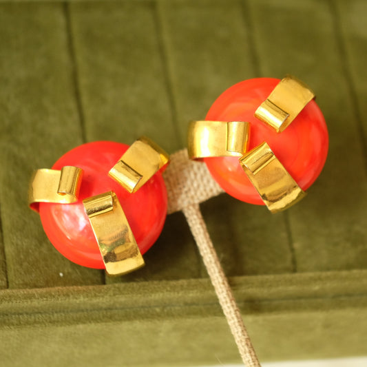 Vintage YSL Orange Rive Gauche Earrings 1980s