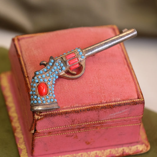 Jeweled Gun Brooch 1930s