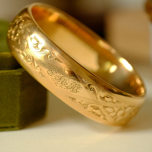 Antique Gold Filled Bangle with A M H Engraving