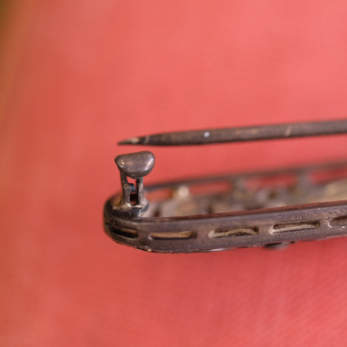 Sterling Art Deco Bar pin with paste
