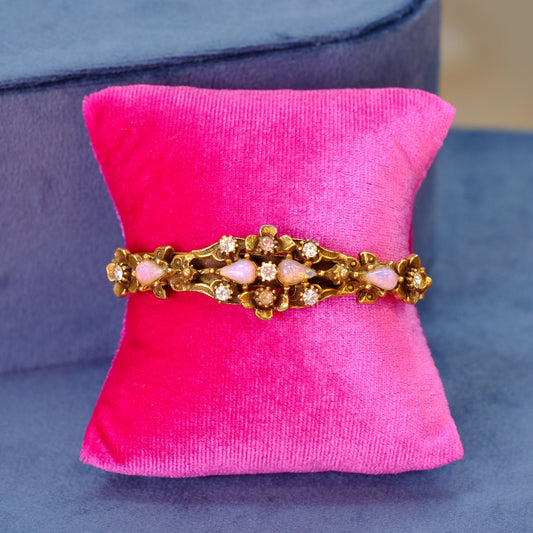 Vintage Faux Opal Bangle Bracelet 1970s