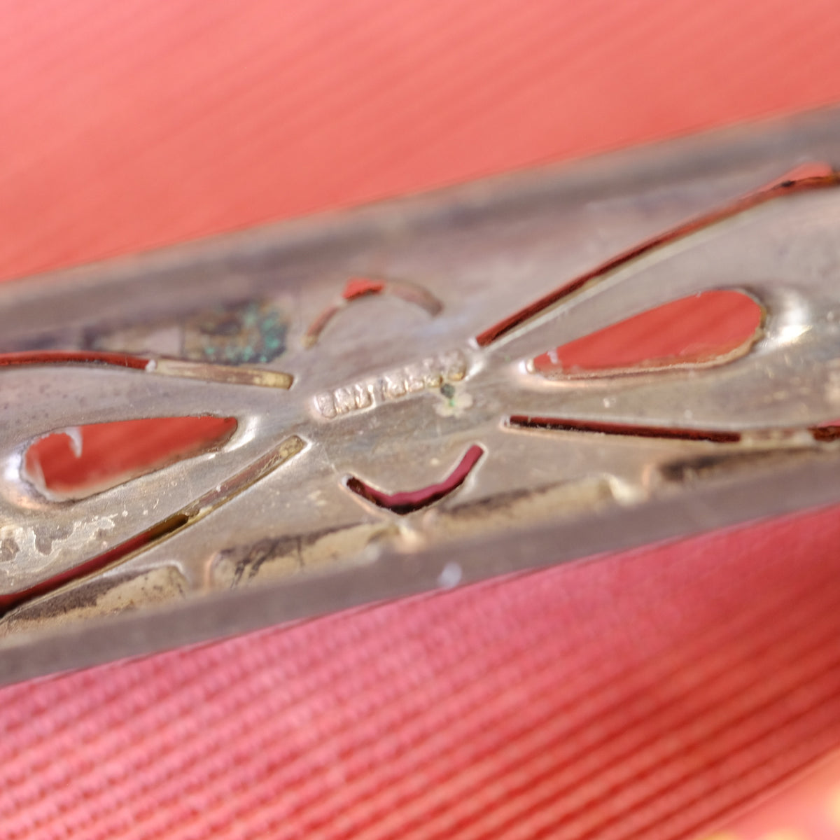 Sterling Art Deco Bar pin with paste