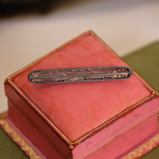 Sterling Art Deco Bar pin with paste
