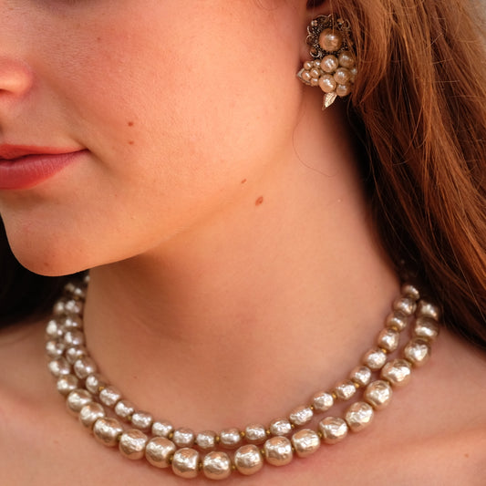 Miriam Haskell  Faux Pearl Two row choker 1960s