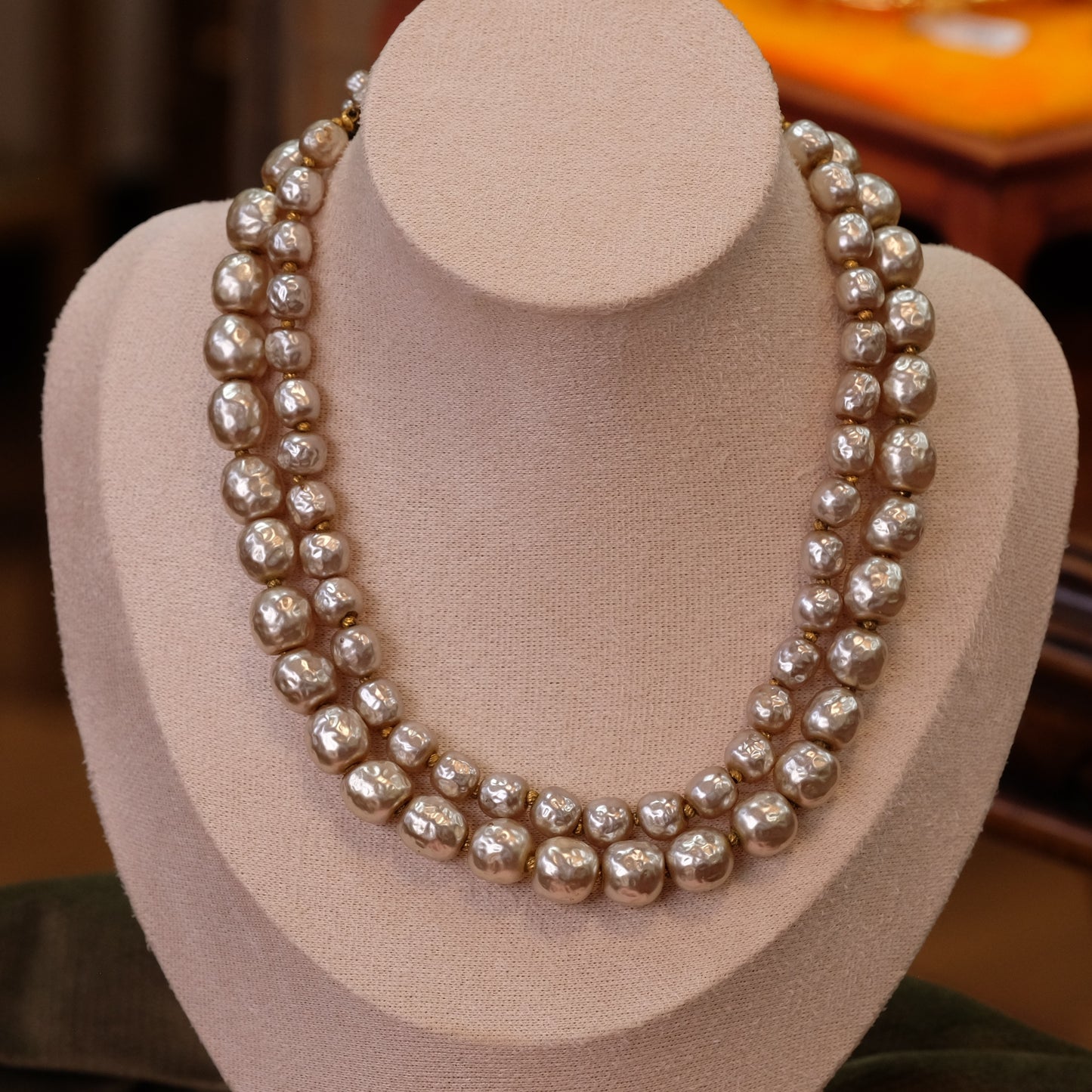 Miriam Haskell  Faux Pearl Two row choker 1960s