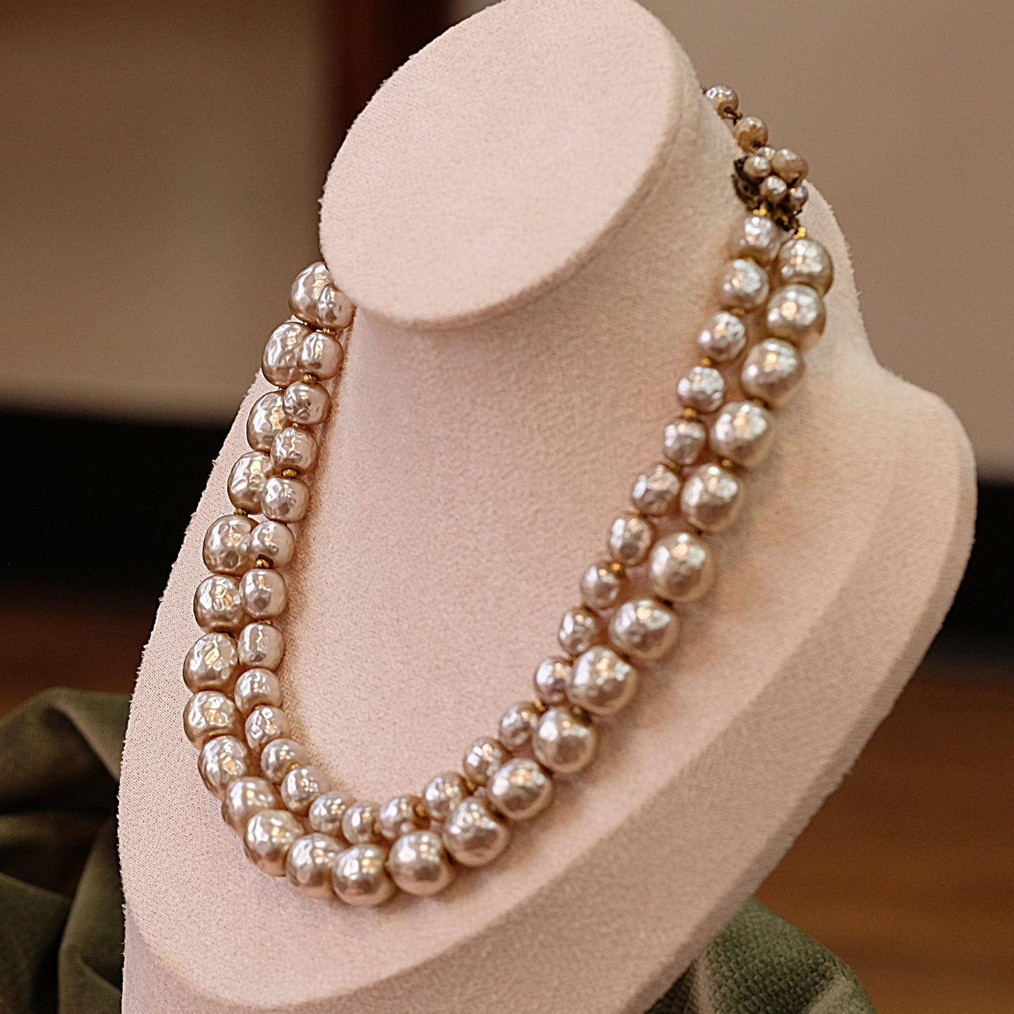 Miriam Haskell  Faux Pearl Two row choker 1960s