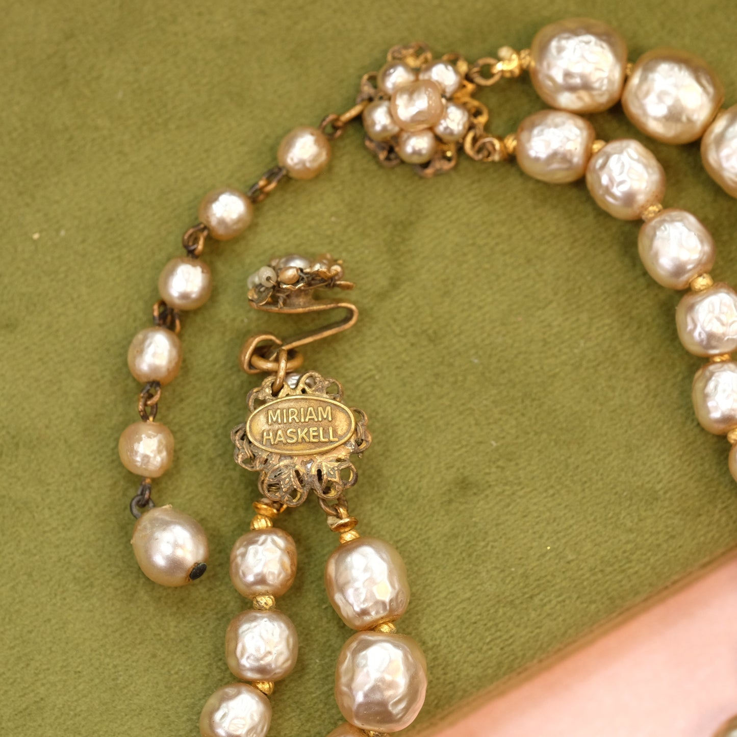 Miriam Haskell  Faux Pearl Two row choker 1960s
