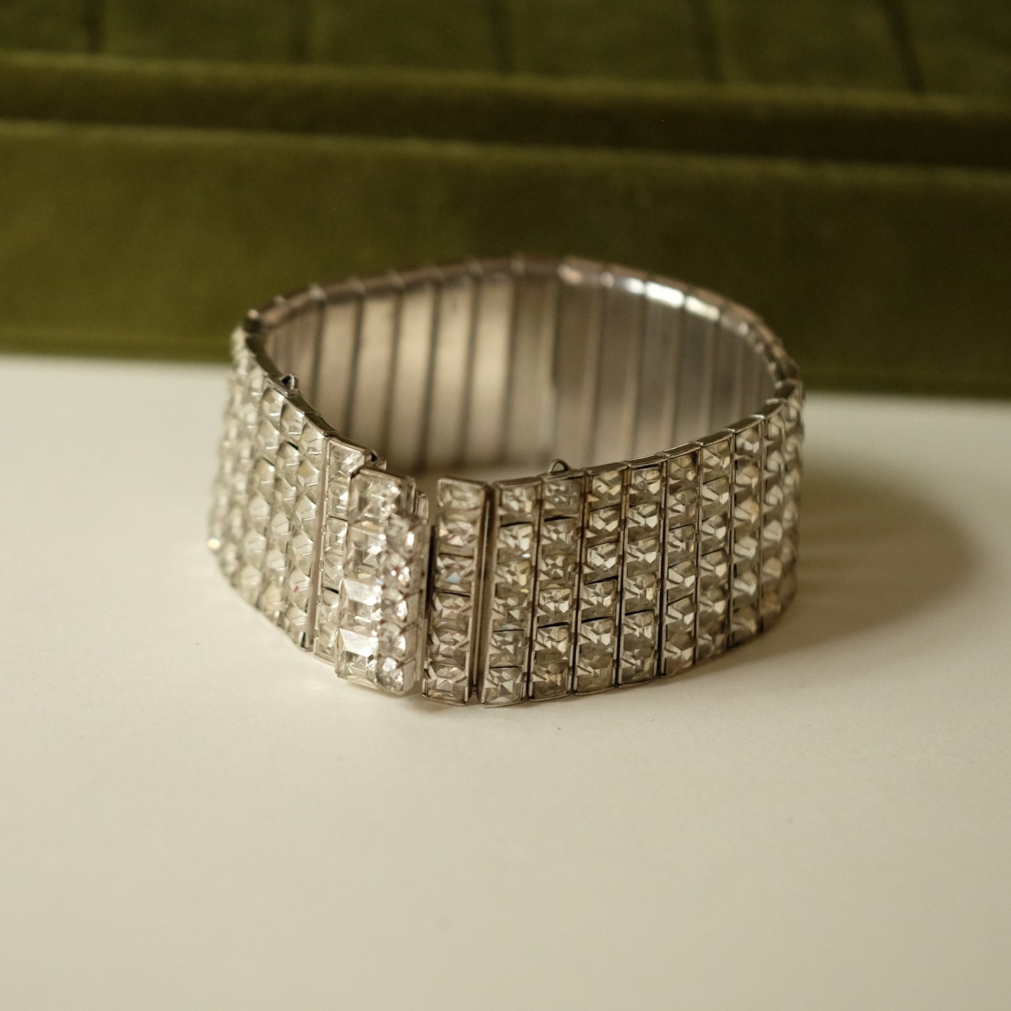 Vintage Faux Platinum Rhinestones Bracelet 1930s