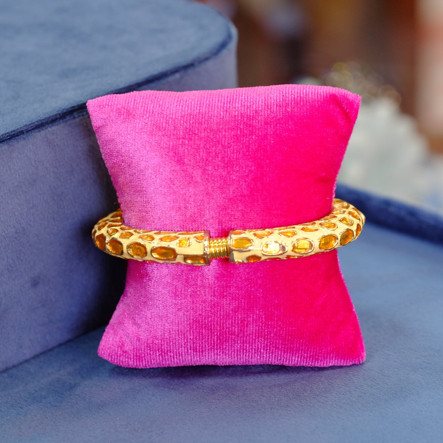 Vintage Enamel Double Giraffe Cuff Bracelet 1980s