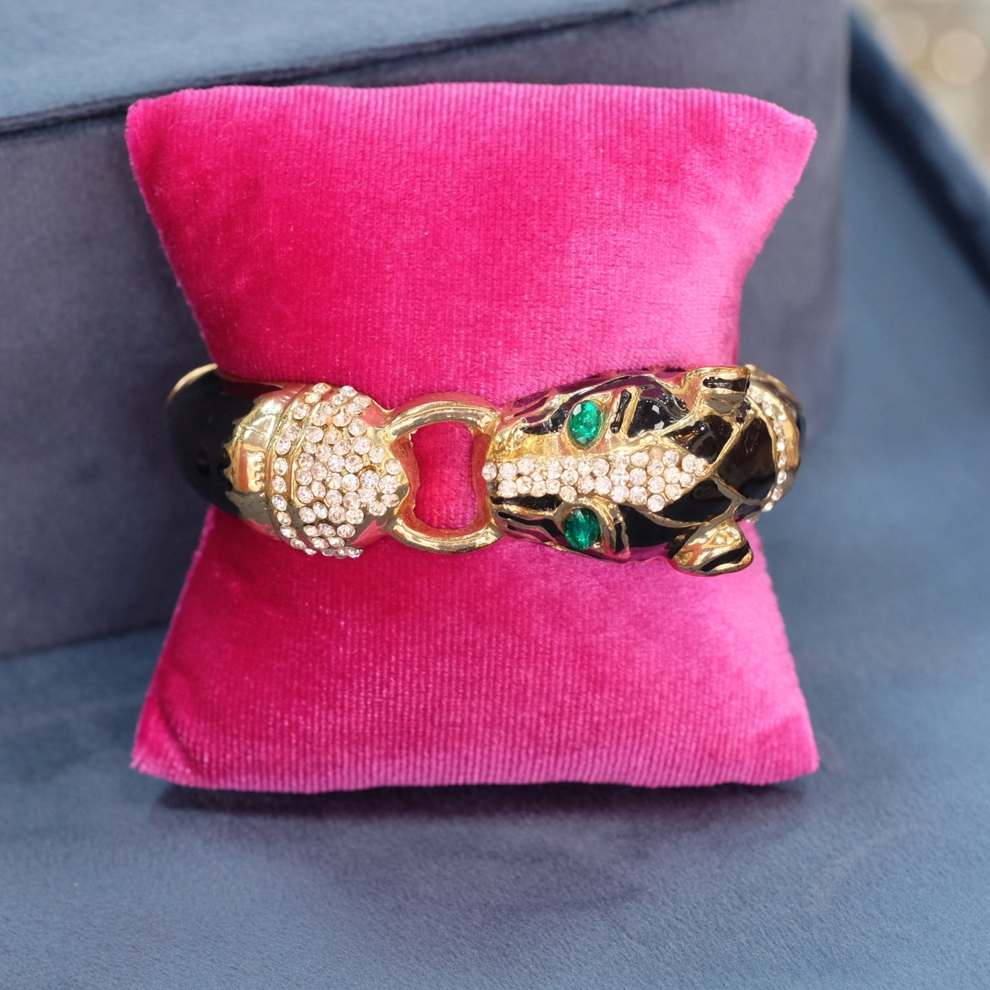 Vintage Enamel Panther Cuff 1980s