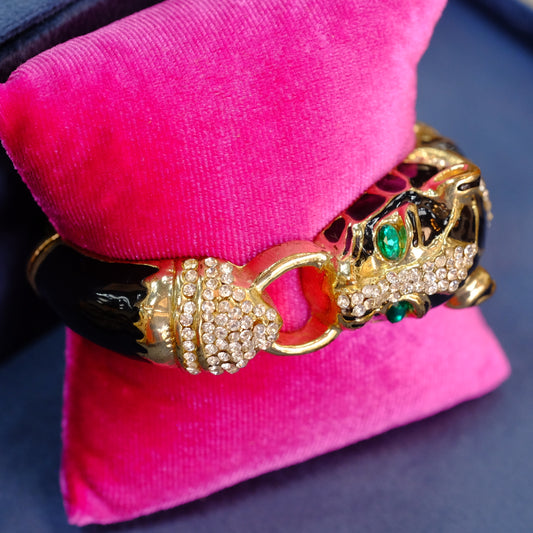 Vintage Enamel Panther Cuff 1980s