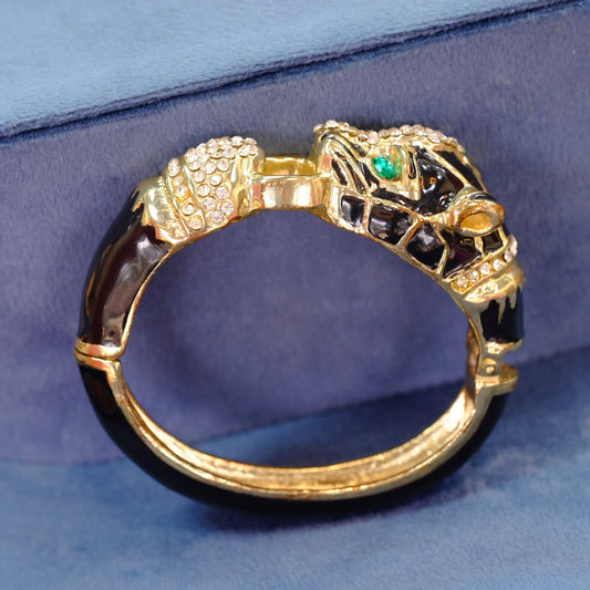 Vintage Enamel Panther Cuff 1980s