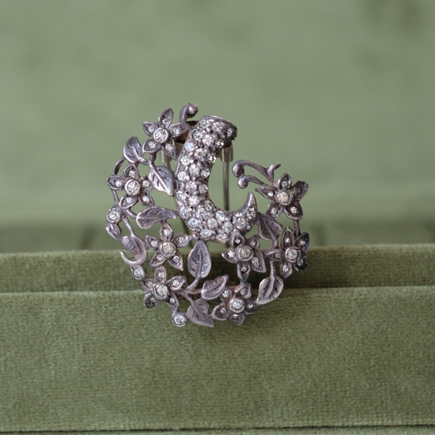 Eisenberg Original Sterling Dress Clip with Flower Motifs 1940s