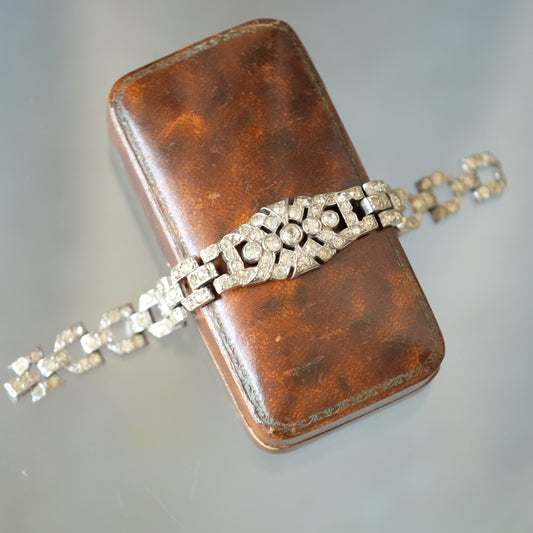 Vintage Trifari Clear Rhinestones Bracelet 1940s