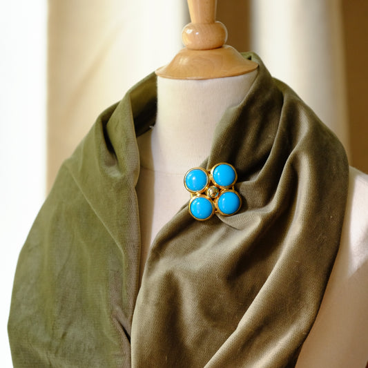 Vintage European Blue Brooch 1960s