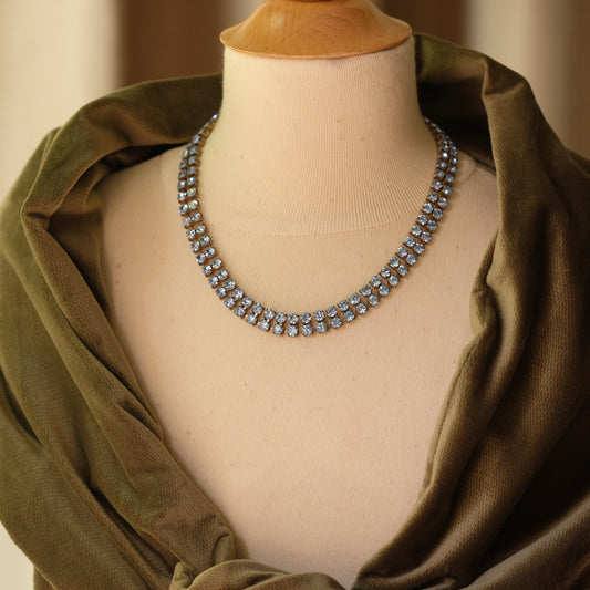 Vintage Austrian Blue Crystal Necklace 1950s