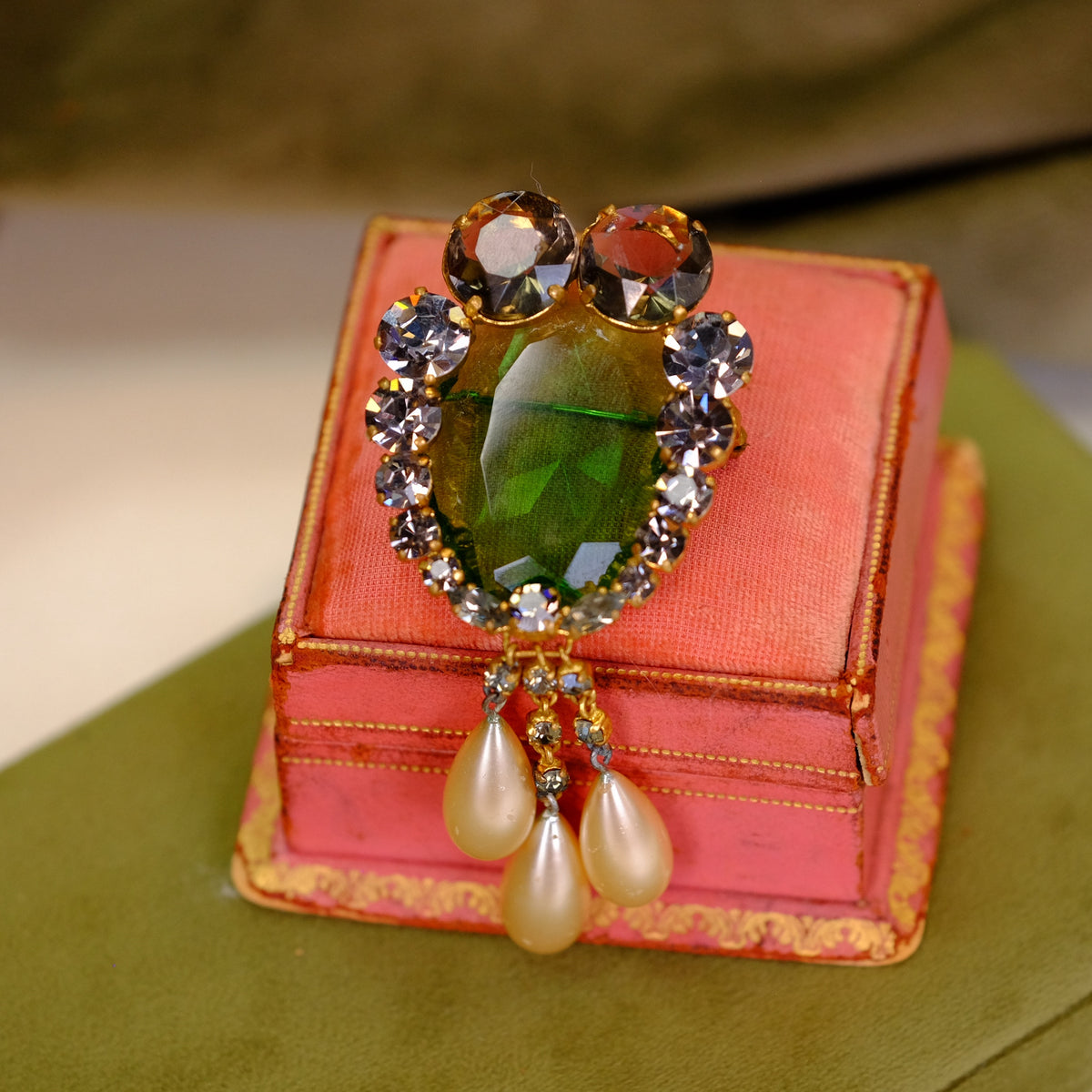 Vintage European Large Crystal Brooch 1950s