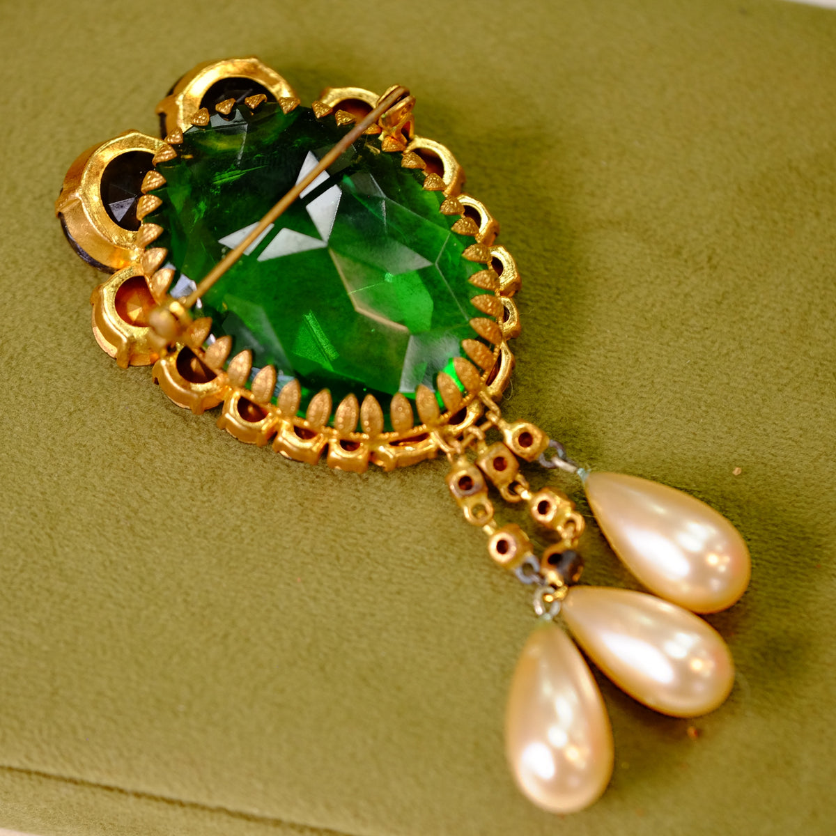 Vintage European Large Crystal Brooch 1950s
