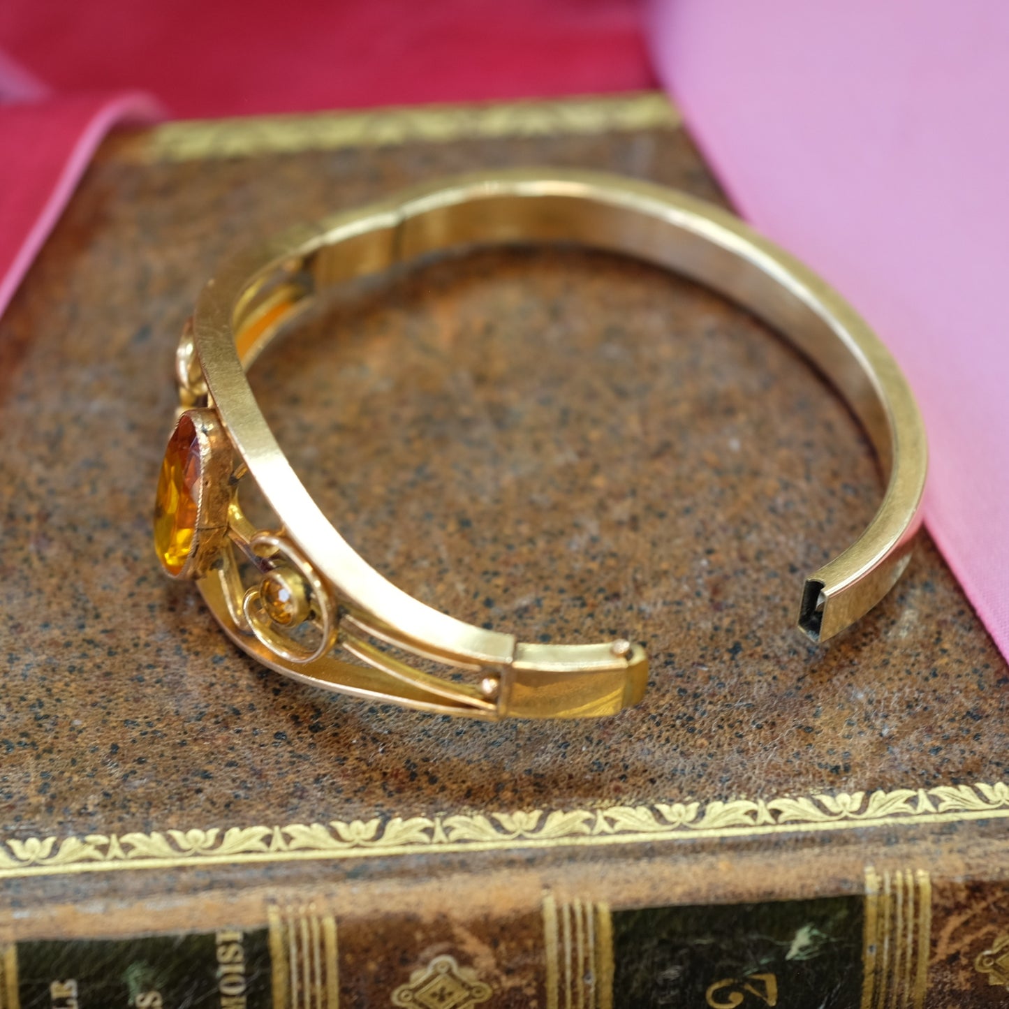 Antique Gold Filled Amber Cuff Bracelet