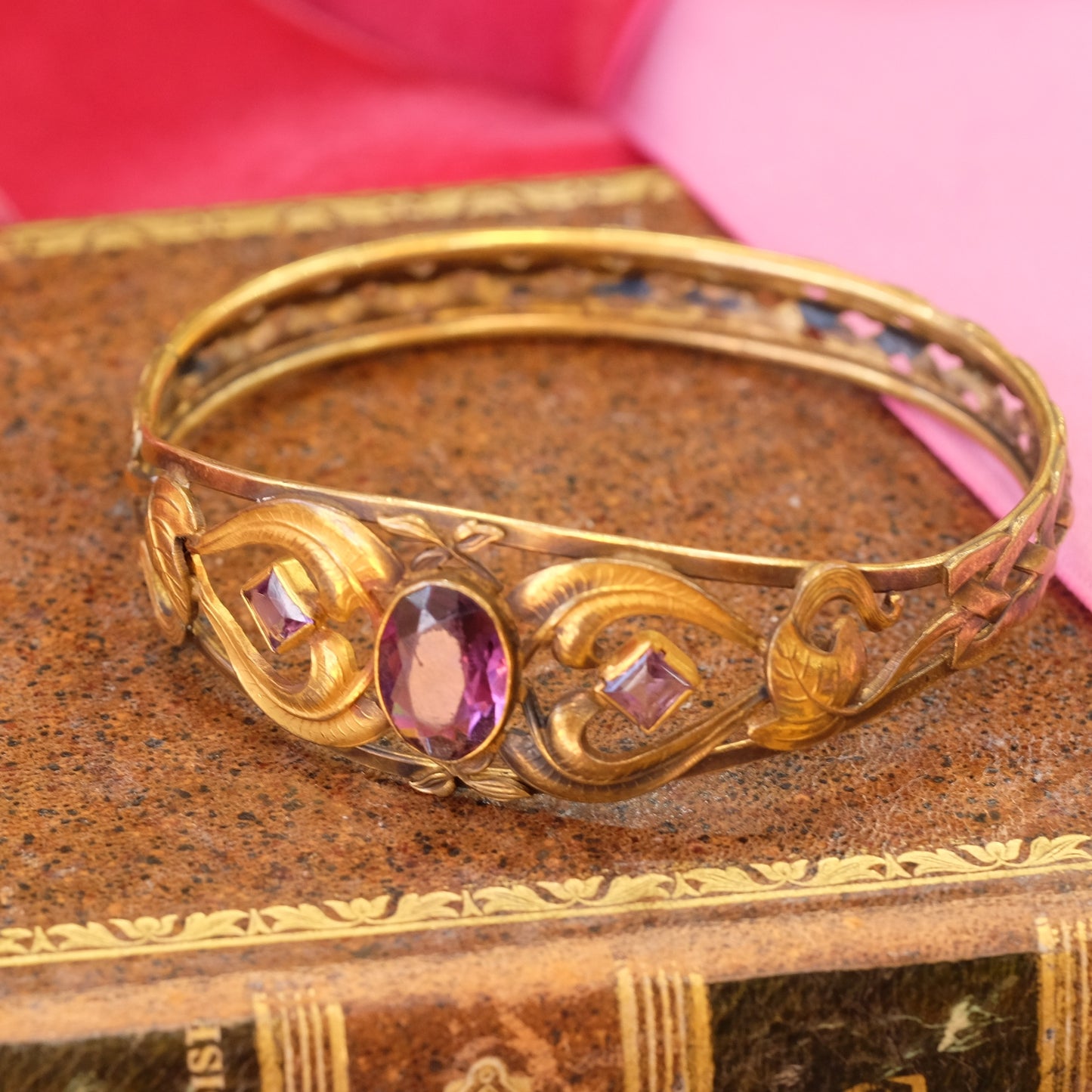 Antique Gold Filled Amber Cuff Bracelet