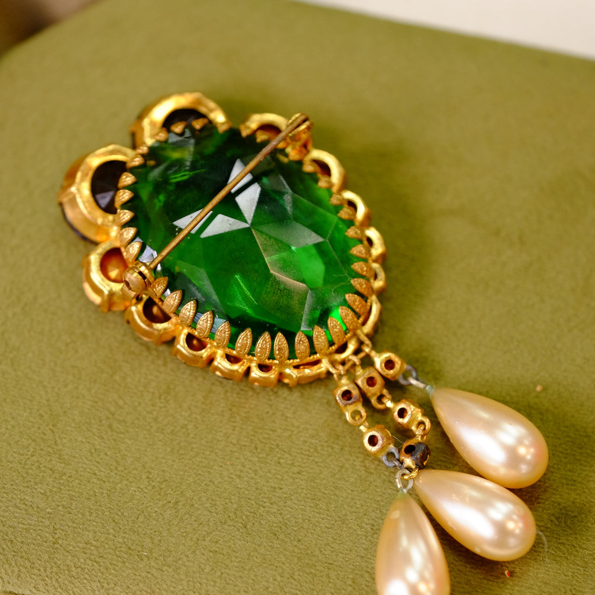 Vintage European Large Crystal Brooch 1950s