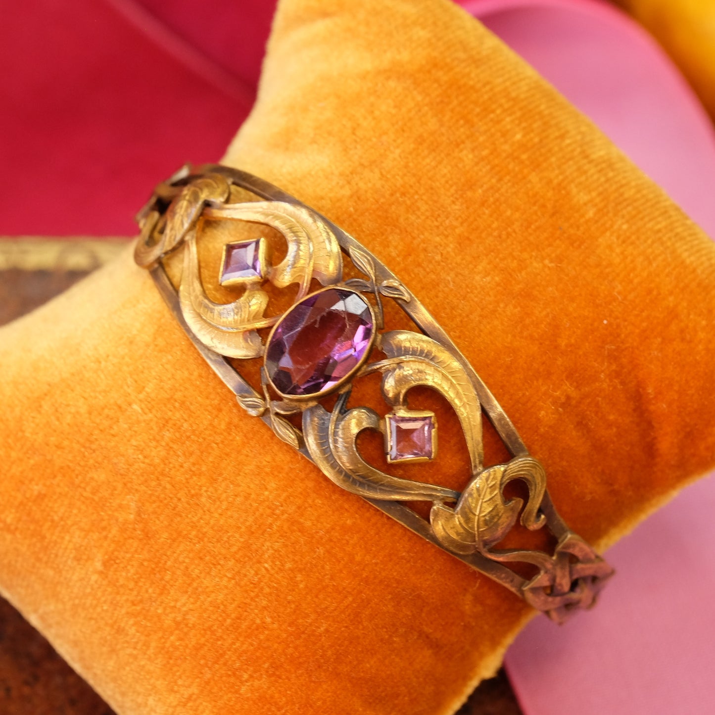 Victorian Gold Filled Lavender Paste Bangle
