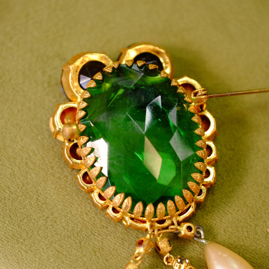 Vintage European Large Crystal Brooch 1950s