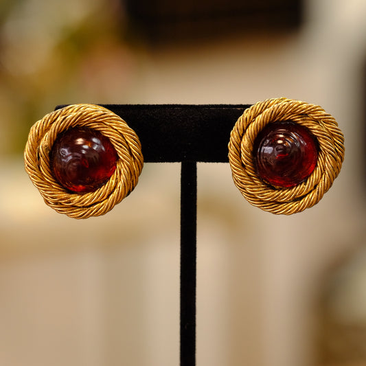Vintage Chanel Red Earrings 1980s