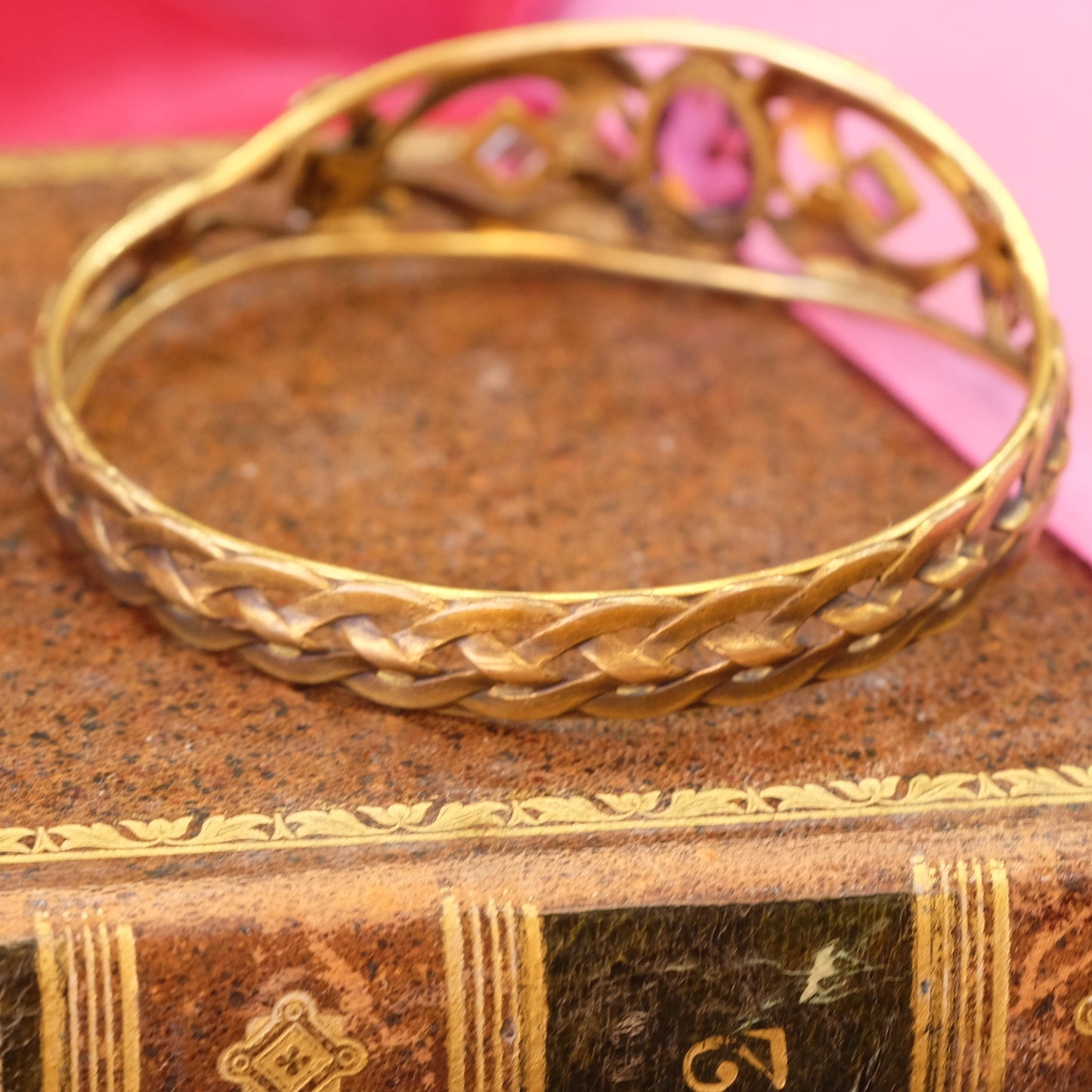 Victorian Gold Filled Lavender Paste Bangle