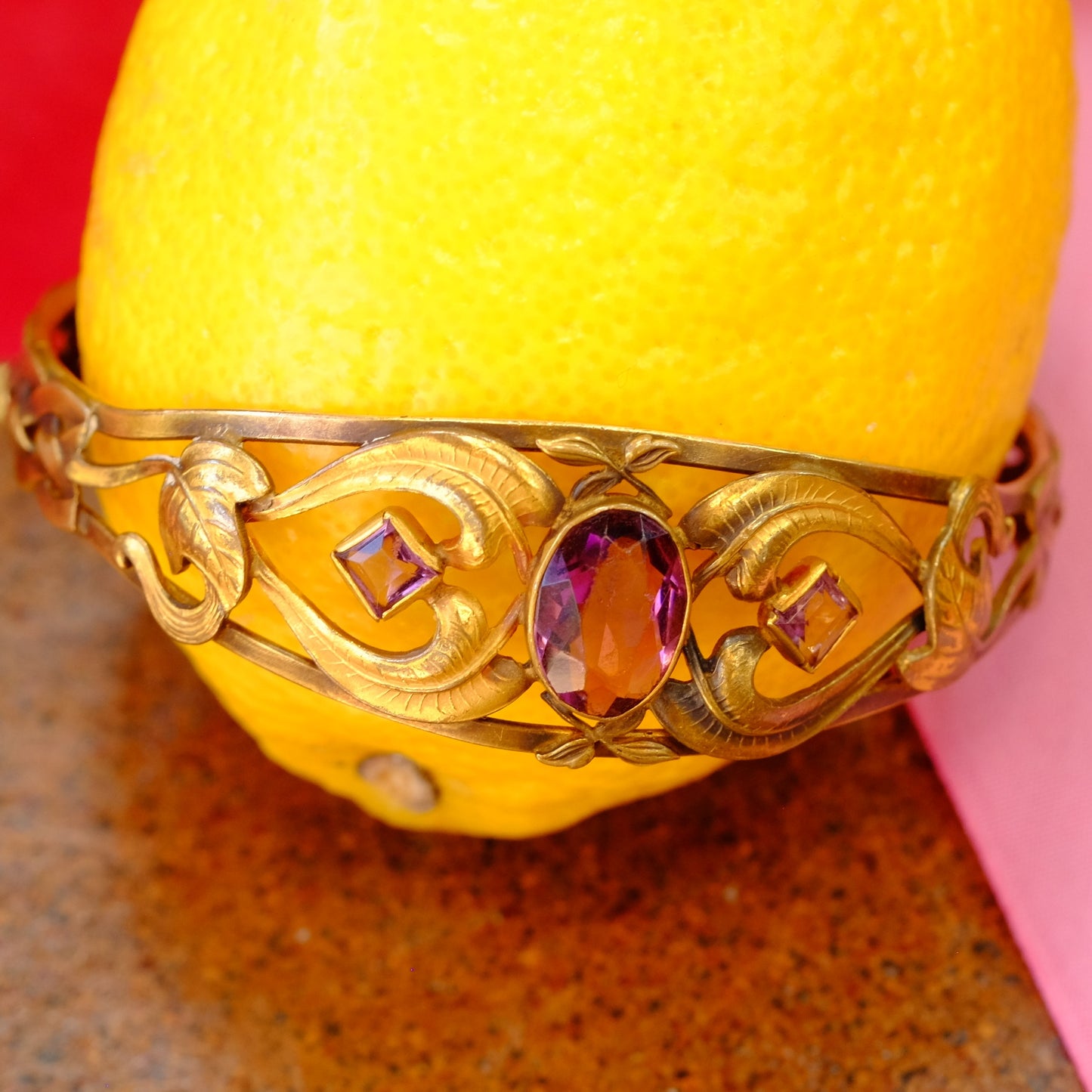 Victorian Gold Filled Lavender Paste Bangle